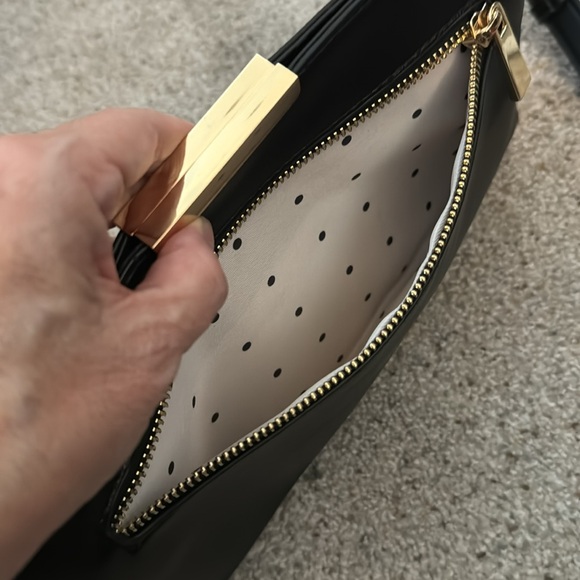 On 34th NWOT black vegan leather clutch/crossbody w/ goldtone hardware & key fob - Picture 5 of 7